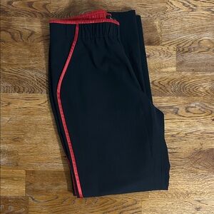 Lafayette 148 New York Petite Black Pull On Pants Red Trim Straight Leg